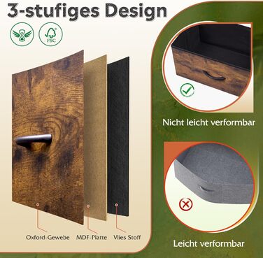 Комод WLIVE з 4 тканинними шухлядами, комод для спальні, комод для вітальні, з міцним сталевим каркасом, дерев&39яна стільниця, рустикальний коричневий вінтажний коричневий чорний 29,8 Г x 39,8 Ш x 98,2 В см (4 шухляди)