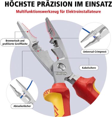 Кніпекс (KNIPEX) плоскогубці для електромонтажу VDE, 200 мм, 13 86 200 SB
