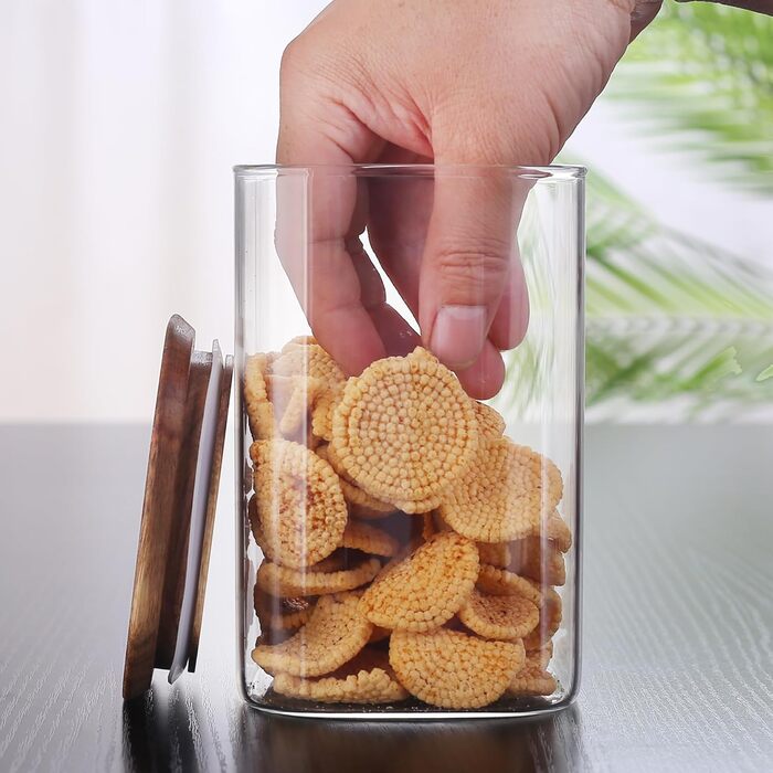 Набір з 6 шт. абельованих банок для зберігання DropD&39olio з дерев&39яними кришками стильне та безпечне зберігання, яке стало простішим