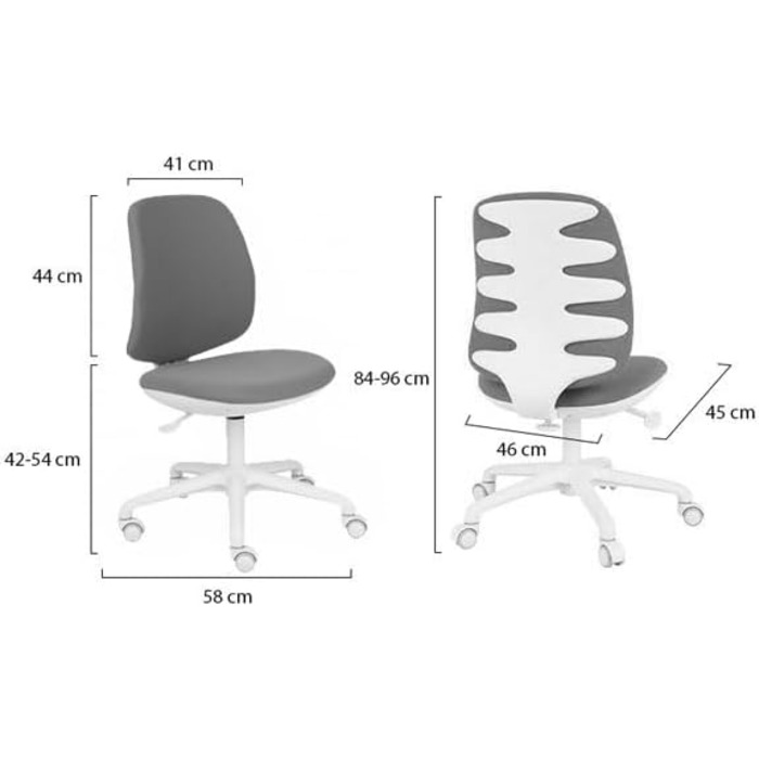 Обертовий стілець для дітей та підлітків, Active White, з регульованою глибиною спинки, ергономічними пазами на спинці, максимальне навантаження до 150 кг, сприяє правильній поставі. (Білий/Рожевий)