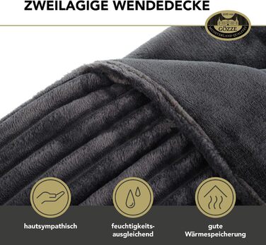 М&39який плед з вельветовим ефектом, 1620 г/шт., 150 x 200 см - Антрацит, Темно-сірий