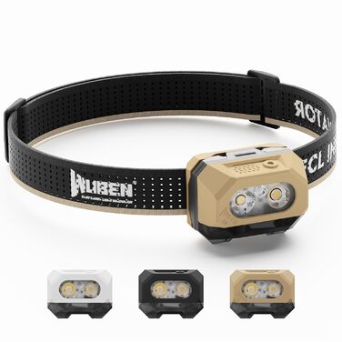 Світлодіодний акумуляторний налобний ліхтарик WUBEN H4, налобний ліхтарик 800 люмен, водонепроникний налобний ліхтарик IP68 з датчиком руху, ліхтарик-налобний ліхтарик з 10 режимами, включаючи червоне світло, для кемпінгу, риболовлі та піших прогулянок, а