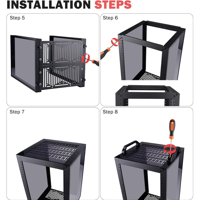 Дюймова серверна шафа, міні-стійка глибиною 260 мм з полицею та заглушкою, для NAS, AV та мережевого обладнання (чорна), 1 Plus, 8U 10-
