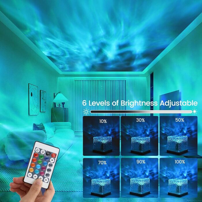 Світлодіодний проектор зоряного неба, лампа Aurora - 16 кольорів, 30 режимів освітлення, лампа північного сяйва, підходить для прикраси дитячої кімнати/вечірок/святкових подарунків