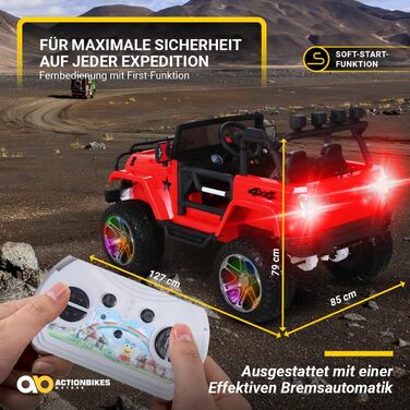 Дитячий електромобіль Jeep Wrangler Offroad - повний привід 4х4 - USB - двигун 4 х 35 Вт - 2-місний - пульт дистанційного керуванн