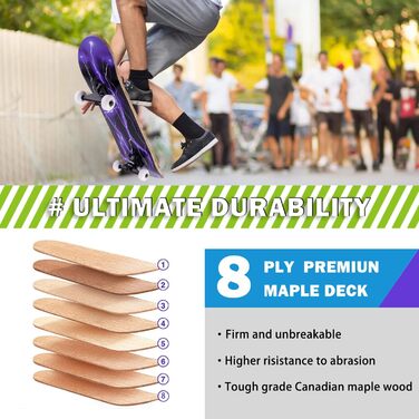 Скейтборд 31" Purple Classic 8-шаровий клен ABEC-11 95A – повний компліт для дівчат, дітей та початківців, фіолетовий