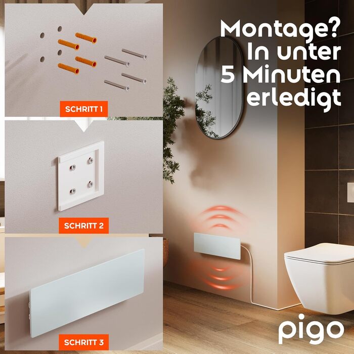 Інфрачервоний обігрівач для видалення цвілі - для ванної кімнати, стін та підлоги 70 Вт Інфрачервоний обігрівач проти цвілі Електричний настінний обігрівач Модульна розширювана нагрівальна панель проти цвілі з гнучким настінним кріпленням PIGO