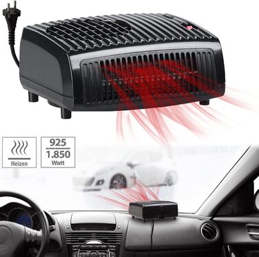 Автомобільний обігрівач AGT Електричний керамічний допоміжний обігрівач, 2 режими нагріву, 1850 Вт, 230 В (електричний автомобільний обігрів вікон, електричний обігрів лобового скла, настільна розетка)