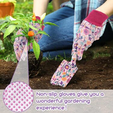 Подарунковий набір садових інструментів для жінок Velway - 5 предметів, з рукавичками та подарунковою коробкою. Квітковий принт, металеві інструменти. Ідеальний подарунок для садівниць, мам, на День Матері, Різдво або День народження.