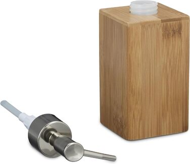 Дозатор для мила бамбуковий квадратний, ручний, ВхШхГ 18 х 6,5 х 8 см, дозатор для лосьйону, натуральний