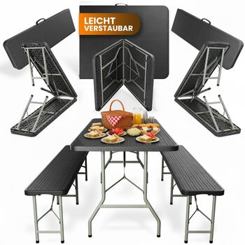 Складаний пластиковий набір для пивного саду Складаний набір пивних столів зі столом та 2 лавками Всепогодний складаний набір для саду, вечірки та кемпінгу 1