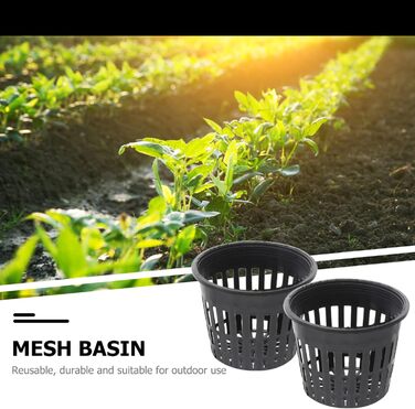 Сітчастий горщик для гідропоніки Yardwe, 10 шт., садові сіткові горщики для чашок, пластикові сіткові горщики для гідропоніки, відро, кошик для гідропоніки, 3,15 x 2,5 дюйма (чорний)