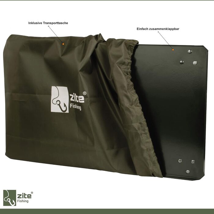 Рибальський наметовий стіл Zite - Наметовий стіл з сумкою для перенесення для коропових рибалок, кемпінгу тощо - Складаний та регульований по висоті стіл для бойлів - Складаний рибальський стіл