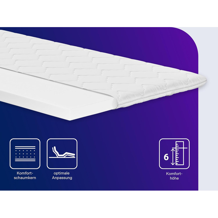 Ортопедичний наматрацник Traumnacht, з комфортною пінополіуретановою серцевиною, сертифікований Oeko-Tex, 140 x 200 см, виготовлений за німецькими стандартами якості. Піна Comfort 140 x 200 см