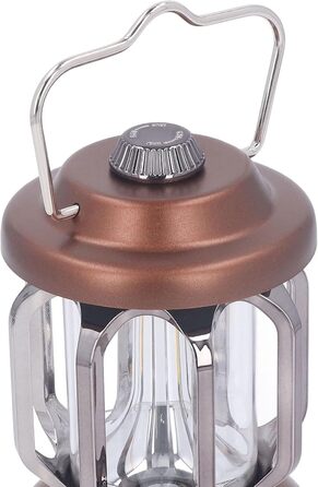 Ретро-світлодіодний кемпінговий ліхтар, тип C, акумуляторний, вінтажний кемпінговий ліхтар, портативні кемпінгові ліхтарі та ліхтарі, 3 режими, з регульованою яскравістю, з гачком, світлодіодний наметовий ліхтар для саду (коричневий)