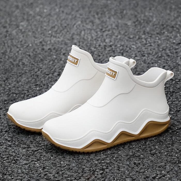 Гумові чоботи BILIKEYU для жінок та чоловіків, плоскі, нековзні, водонепроникні гумові чоботи для роботи, риболовлі, миття автомобіля, кухні, гумові чоботи, короткі чоботи, розмір 38, білі