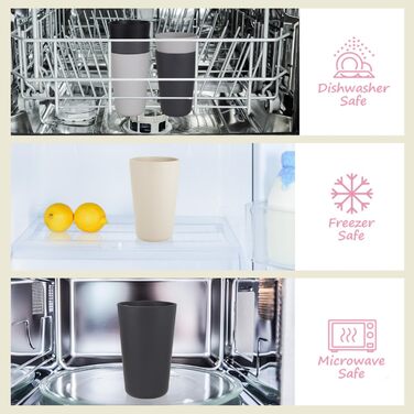 Чашки для пиття, Набір з 8 шт. , 710 мл, Багаторазові пластикові чашки для кави, Кружка для кемпінгу, вечірок, пікніків, Чашки для пиття для дорослих, Можна мити в посудомийній машині та використовувати в мікрохвильовій печі, Темні