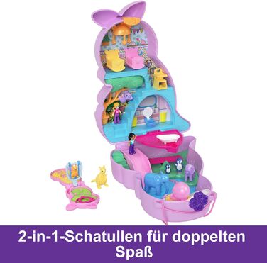 Ігровий набір 2-в-1 з розплідником для тварин, 2 ляльками, 7 тваринами та аксесуарами, включаючи м'яку сумку та скриньку, ідеально