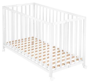 Розкладне ліжко roba Fold Up 60 x 120 - Складане дерев&39яне дитяче ліжечко - Регульоване у 2 напрямках - Ліжечко на колесах, що економить місце - Біле