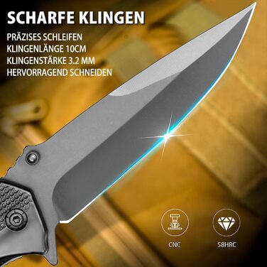 Кишеньковий ніж NedFoss FA48, рятувальний ніж з ремінним різаком та склорізом, складаний ніж з затискачем для ременя, одноручний н