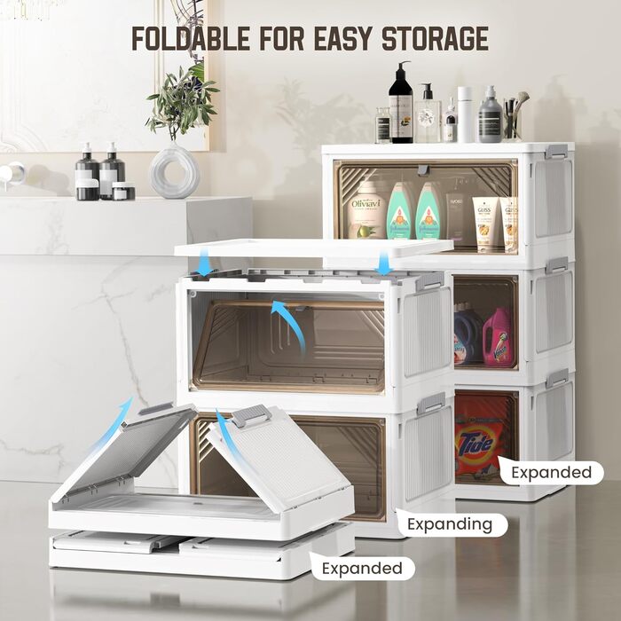 Контейнер для зберігання AHEONLAR з кришкою, складний, штабельований, з висувними ящиками, органайзером для шафи та ящиком для збе