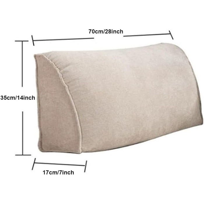 Подушка для дивана, 70 x 35 x 17 см, велика подушка для спинки дивана, клиноподібна подушка, подушка для поперекової підтримки, трикутний підголівник зі знімним чохлом (жовтий)