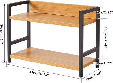 Рівнева підставка для спецій, кухонна полиця, органайзер для стільниці, настільне сховище для спецій, для кухні, вітальні, офісу, натуральний колір TLJ002N, 2-