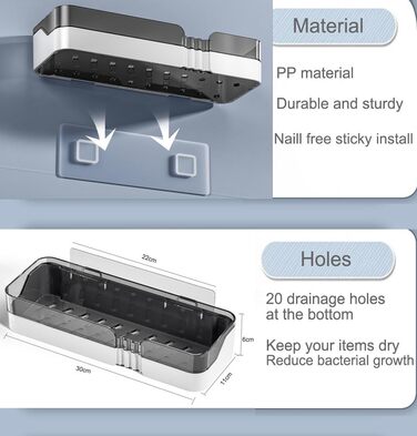 Полиця для ванної кімнати DEPAOTLUX 2 шт. , полиці для ванної кімнати без свердління, клейка полиця для душу, настінні душові коши