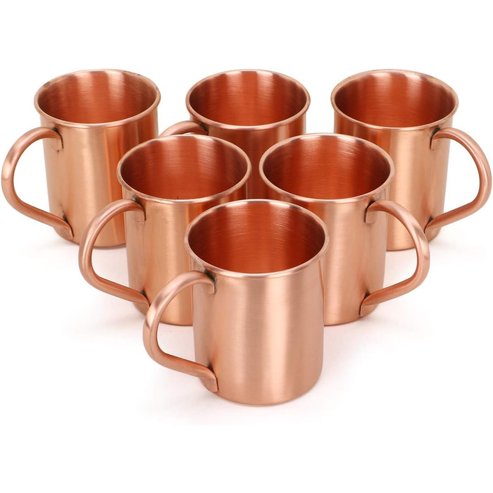 Кружка Zap Impex Moscow Mule, мідна, проста, ідеально підходить для будь-яких охолоджених напоїв, щоб розважитись в барі або вдома. Чудовий подарунковий набір для бару з 6 шт.