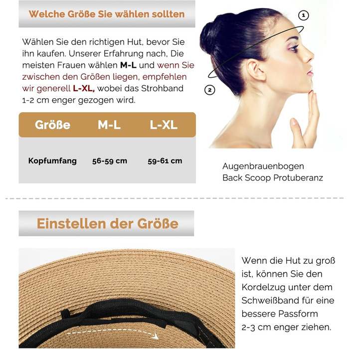 Унісекс Панама Капелюх Широкий козирок Літній капелюх Захист від УФ-випромінювання Сонячний капелюх з ремінцем підборіддя Пляжний капелюх для чоловіків та жінок Регульований солом&39яний капелюх ML Хакі