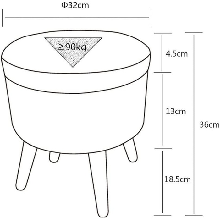 Круглий табурет для зберігання, багатофункціональний круглий лляний табурет для ніг, сучасний мінімалістичний табурет для зберігання з дерев'яними ніжками, кабінет і вітальня, дитяча кімната, сірий