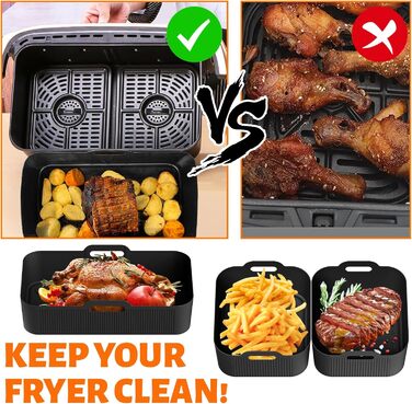 Силіконова форма для фритюрниці Ninja, аксесуари для фритюрниці Ninja Foodi для AF500EU, аксесуари для фритюрниці з силіконовою вставкою для двозонної фритюрниці, багаторазові (3 шт. ) (A)