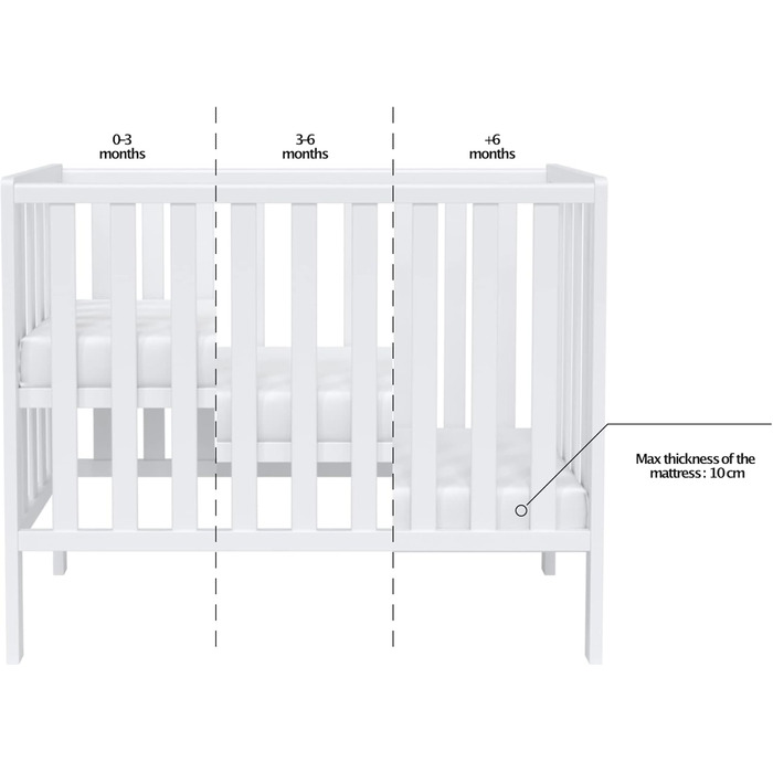 Дитяче ліжечко/спальне місце Love For Sleep 100x50 см з пінопластовим матрацом сірого кольору Paris Дитяче ліжко Baby Bed Wood - Дитяче ліжко Дитяче ліжко, Ліжечко-трансформер, дитяче ліжко сірого кольору Без шухляди