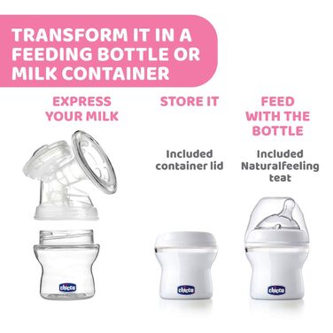 Електричний молоковідсмоктувач Chicco з фазами стимуляції та екстракції, 10 рівнів інтенсивності, зручний і швидкий, ергономічної