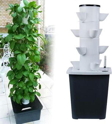 Стручків Hydroponics Tower Garden Система гідропонного вирощування Набір для аеропоніки для вирощування фруктів і овочів із зволожуючим насосом Адаптер Сітка Горщики Таймер для, 30