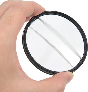 Подвійний скляний роздільний діоптрійний фільтр, 77-мм розділений діоптрійний призматичний фільтр камери Подвійний скляний розділений діоптрійний фільтр для обєктива Розмиття центрального фільтра масштабування, для дзеркальних фотоапаратів на відкритому п