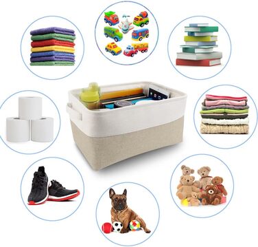 Кошик для зберігання Mangata Canvas, тканинний кошик з ручками для шаф, полиць, одягу, іграшок (3 шт., складний, хакі-білий) світлий хакі білий середній розмір