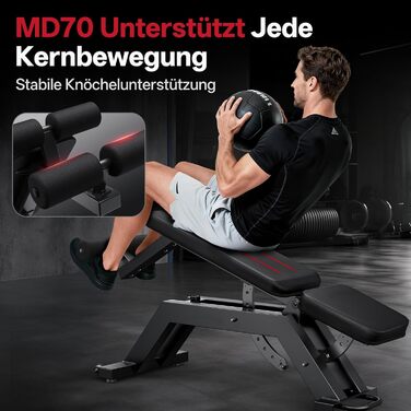 Регульована силова лава JOROTO MD70, багатофункціональна тренувальна лава вантажопідйомністю до 400 кг, 8-позиційна регульована спинка та 5-позиційне регульоване сидіння, фітнес-лава для тренування всього тіла