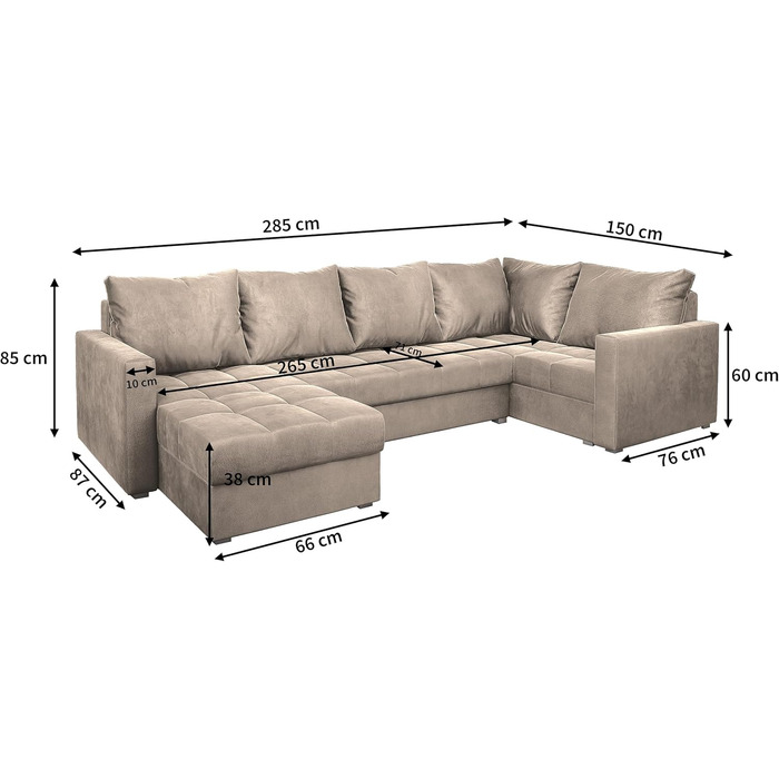 Кутовий диван Masseno LORIVO RS з функцією сну, U-подібний, диван з відділенням для зберігання речей, диван для вітальні, кушетка, диван-ліжко, комплект диванів - сірий, Paros 06 правий Paros 06