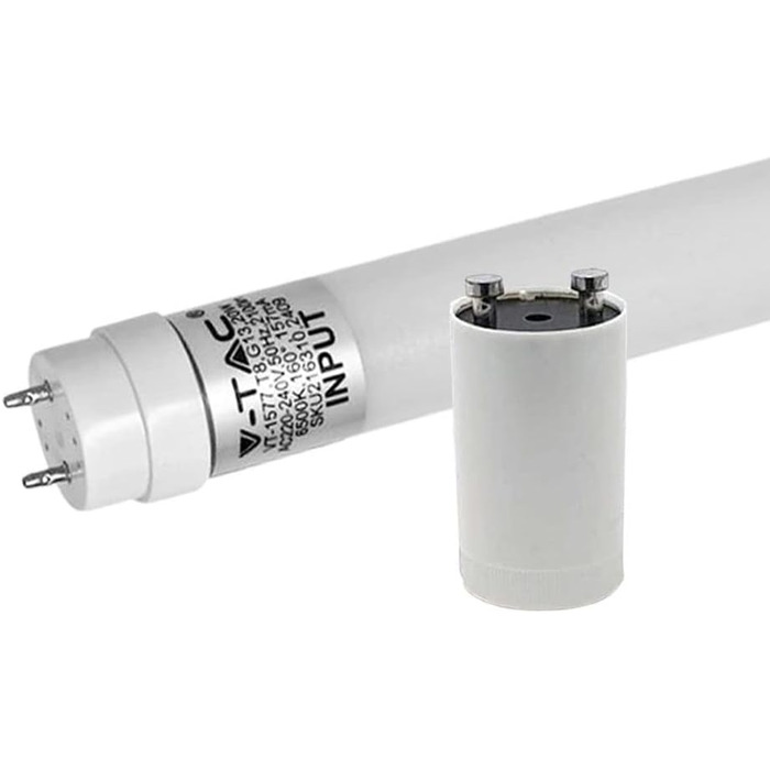 Світлодіодна трубка 120 см, нейтрально-біла (4000 K), 1850 люмен, T8, G13-18W (замінює 36W), включаючи стартер, люмінесцентну лампу LED-TUBE з неоновою трубкою, 5 шт.