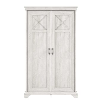 Шафа 120 130, Шафа для спальні, Сільський стиль, 2-дверна шафа з полицями та вішалкою для одягу, Декор дерева Сосна біла, 123 см завширшки x 210 см заввишки x 66 см завглибшки, Сосна біла 66,2 x 123 x 210,3 см, 2-дверна шафа, Одинарна