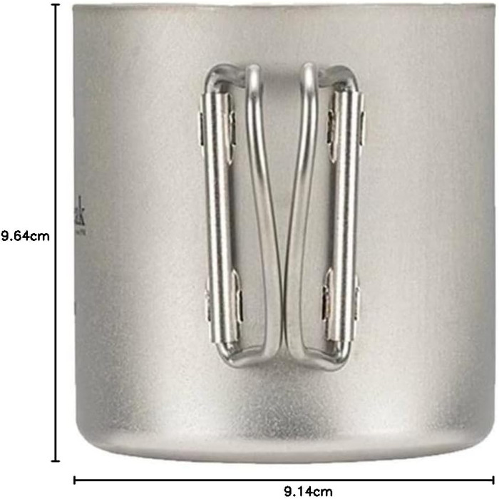 Титанова кружка Snow Peak з подвійними стінками, 450 мл, сіра, легка, міцна, ізольована для дому, кемпінгу та використання на природі