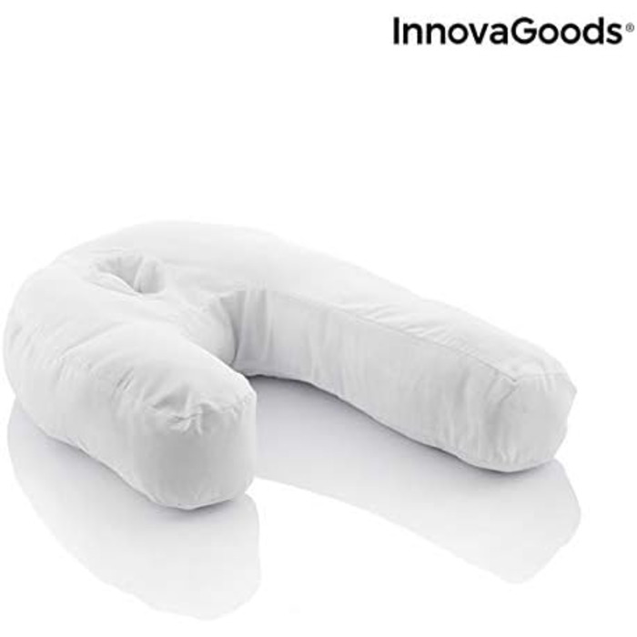 Ергономічна подушка для сну на боці U-подібної форми, ідеальна для вагітних, сприяє спокійному диханню, зменшує хропіння, бавовна та поліестер, біла, 39 x 57 x 14 см