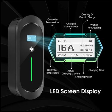 Із зарядною станцією для електромобілів потужністю 11 кВт з кабелем типу 2, 16 А, 3-фазний IEC 62196-2, безпечна зарядка (з розетк