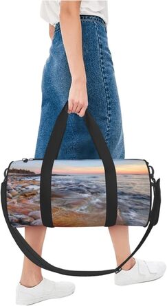 Спортивна сумка для подорожей, пляжу та відпочинку Мауї. Чорна сумка-органайзер з принтом Захід сонця на Гаваях, універсальний розмір.