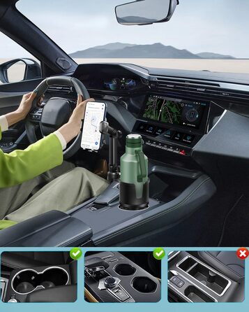 Тримач для напоїв тримач для мобільного телефону для автомобіля з розширюваною основою, 2-1 універсальний тримач для мобільного те