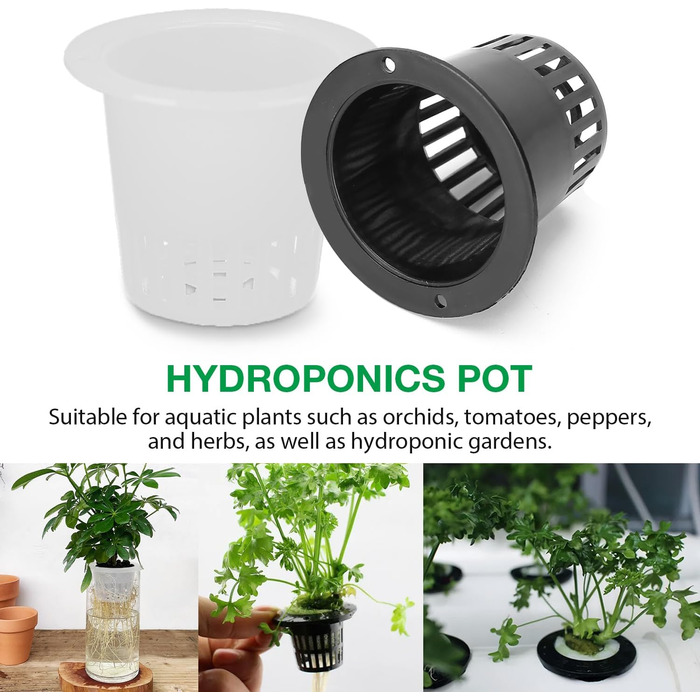 Сітчастий горщик для гідропоніки Tomotato, сітчастий горщик для рослин для гідропоніки, 50 упаковок, пластиковий сітчастий горщик для гідропоніки для гідропоніки рослинних орхідей (білий)