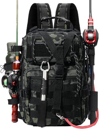 Рибальська сумка Aceshop, водонепроникний рюкзак для рибальських снастей Рибальський рюкзак Військова сумка через плече Molle Fishing Bag Тактичний туристичний рюкзак Багатофункціональний військовий рюкзак для риболовлі Похідний камуфляж