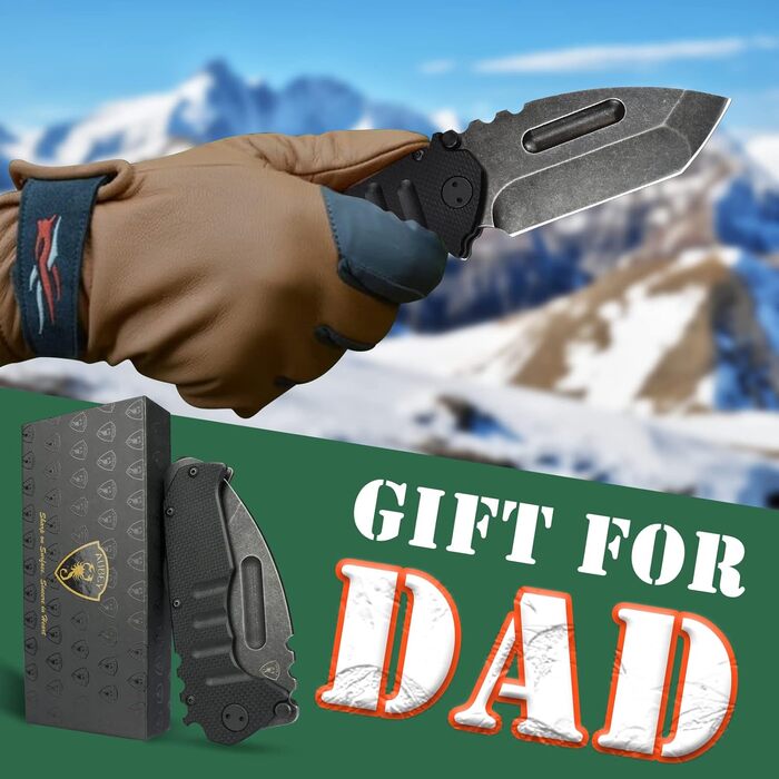 Складаний ніж Tanto з кліпсою, гострий кишеньковий ніж з лезом зі сталі 440C, чорна рукоятка G10, склобій, подарункова коробка - К