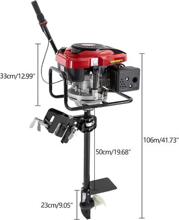 Тактний підвісний мотор, бензиновий двигун для човна, 8 к.с., повітряне охолодження, підвісний мотор 196 куб.см, повітряне охолодження, до 4500 об/хв, для надувних човнів, рибальських човнів, 4-
